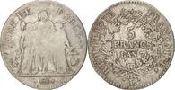 France 5 Francs Coin, Union et Force, Bayonne, Silver -