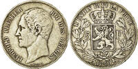 Belgium 5 Francs, 5 Frank Coin, Leopold I, Silver, KM:3.2 -
