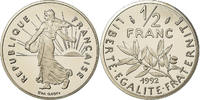 France 1/2 Franc Coin, Semeuse, Paris, BE, Nickel, KM:931.2 -