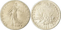 France 50 Centimes Coin, Semeuse, Paris, Silver, KM:854 -