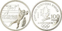 France 100 Francs Coin, Patinage de vitesse, BE, Silver -