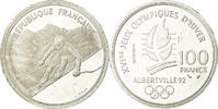 France 100 Francs Coin, Alpine skiing, BE, Silver, KM:971 -