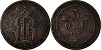 Sweden 5 Öre Coin, Oscar II, Bronze, KM:736 -