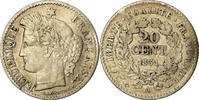 France 20 Centimes Coin, Cérès, Paris, Silver, KM:758.1 -