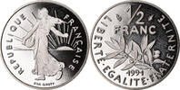 France 1/2 Franc Coin, Semeuse, Paris, BE, Nickel, KM:931.2 -