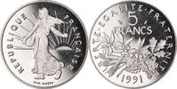 France 5 Francs Coin, Semeuse, Paris, BE, Nickel Clad -