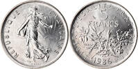 France 5 Francs Coin, Semeuse, Paris, Nickel Clad -