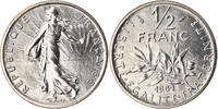 France 1/2 Franc Coin, Semeuse, Paris, Nickel, KM:931.1 -