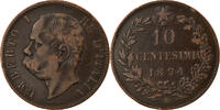 Italy 10 Centesimi Coin, Umberto I, Rome, Copper, KM:27.1 -