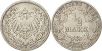 GERMANY - EMPIRE 1/2 Mark Coin, Karlsruhe, Silver, KM:17 -