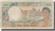 Tahiti 500 Francs Banknote, Undated (1969-92), KM:25d -