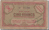 Algeria 5 Francs Banknote, 1943 -