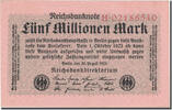 Germany 5 Millionen Mark Banknote, 1923-08-20, KM:105 -