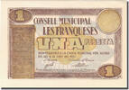 Spain 1 Peseta Banknote, LES FRANQUESES, Blason, 1937 -