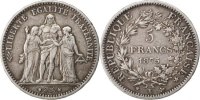 France 5 Francs Coin, Hercule, Bordeaux, Silver, KM:820.2 -