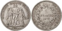 France 5 Francs Coin, Hercule, Bordeaux, Silver, KM:820.2 -