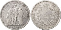 France 5 Francs Coin, Hercule, Bordeaux, Silver, Gadoury:745a -