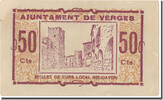 Spain 50 Centimos Banknote, VERGES, Ville, 1937 -