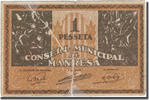 Spain 1 Peseta Banknote, MANRESA, valeur faciale, 1937 -