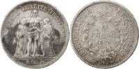France 5 Francs Coin, Hercule, Bordeaux, Silver, Gadoury:745a -