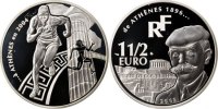 France 1-1/2 Euro Coin, Silver -