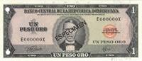 Dominican Republic 1 Peso Oro Banknote, 1978, Specimen, KM:117s1 -