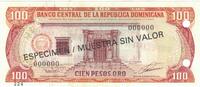 Dominican Republic 100 Pesos Oro Banknote, 1993, Specimen, KM:144s -