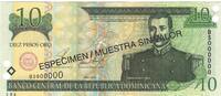 Dominican Republic 10 Pesos Oro Banknote, 2001, Specimen, KM:165s2 -