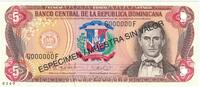 Dominican Republic 5 Pesos Oro Banknote, 1996, Specimen, KM:152s1 -