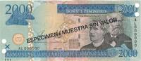 Dominican Republic 2000 Pesos Oro Banknote, 2003, KM:174s2 -