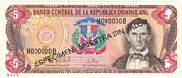 Dominican Republic 5 Pesos Oro Banknote, 1997, Specimen, KM:152s2 -