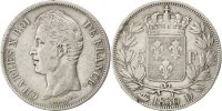 France 5 Francs Coin, Charles X, Lyon, Silver, KM:728.4 -