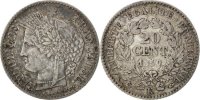 France 20 Centimes Coin, Cérès, Bordeaux, Silver, KM:758.3 -