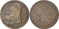 France Decime Coin, Dupré, Paris, Bronze, KM:644.1 -