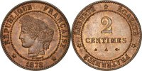 France 2 Centimes Coin, Cérès, Paris, Bronze, KM:827.1 -