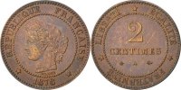 France 2 Centimes Coin, Cérès, Paris, Bronze, KM:827.1 -