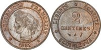 France 2 Centimes Coin, Cérès, Paris, Bronze, KM:827.1 -