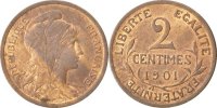 France 2 Centimes Coin, Dupuis, Bronze, KM:841, Gadoury:107 -