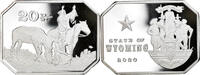20 Dollars 2020 Vereinigte Staaten Münze, Wyoming, STGL, Silver Clad STGL