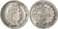 France 1/4 Franc Coin, Louis-Philippe, Paris, Silver -