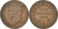 Monaco 5 Centimes, Cinq Coin, Honore V, Cast Brass -