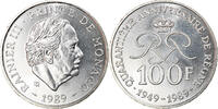 Monaco 100 Francs Coin, Rainier III, Silver, KM:164 -