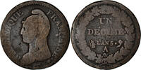 France Decime Coin, Dupré, Paris, Bronze, KM:644.1 -