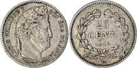 France 25 Centimes Coin, Louis-Philippe, Paris, Silver -