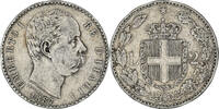 Italy 2 Lire Coin, Umberto I, Rome, Silver, KM:23 -