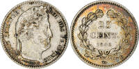 France 25 Centimes Coin, Louis-Philippe, Rouen, Silver -