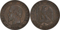 France 5 Centimes Coin, Napoleon III, Paris, Bronze -