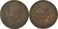France Decime Coin, Dupré, Paris, Bronze, KM:644.1 -