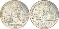 France 100 Francs Coin, Descartes, Silver, KM:996 -