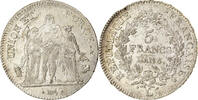 France 5 Francs Coin, Union et Force, Bayonne, Silver -